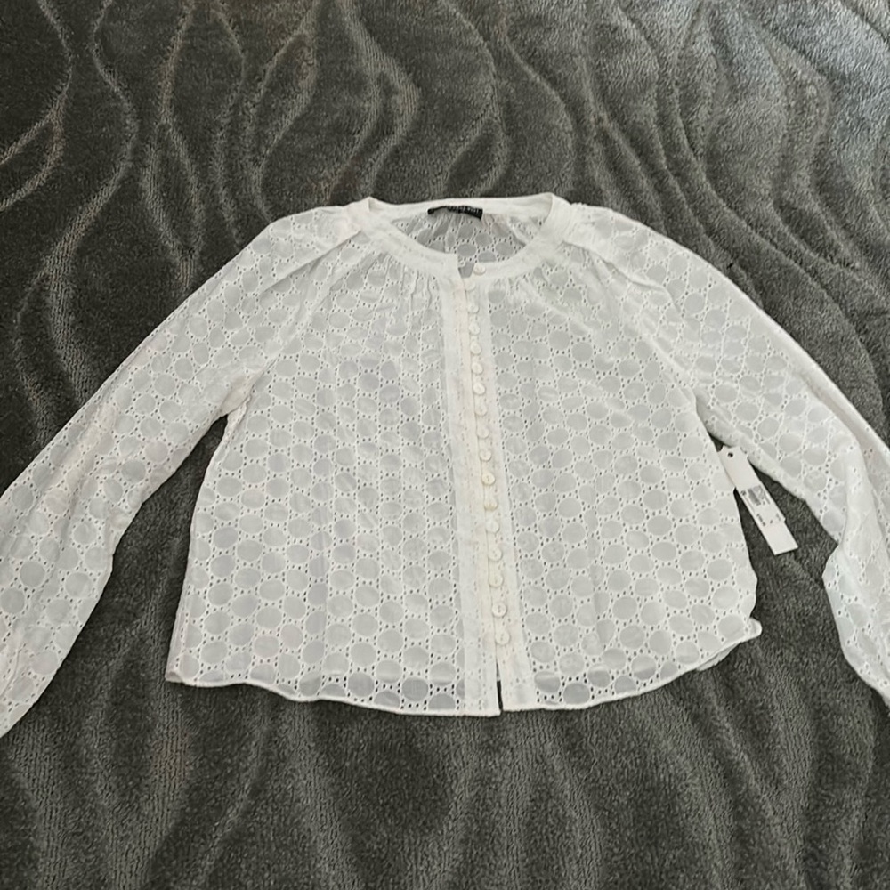 Central Park west white medium eyelet top new with tags nwt